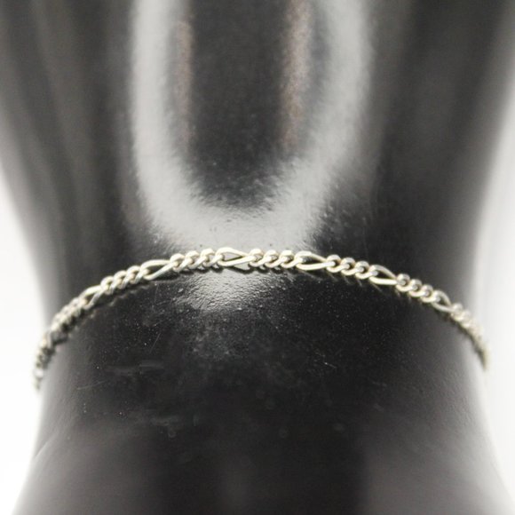 Vintage Sterling Silver 925 Italy Figaro Chain Ankle Bracelet Anklet Signed A-Z - Picture 5 of 8